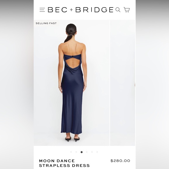 BEC+BRIDGE MOON DANCE STRAPLESS DRESS, INK, SIZE: US 8/AUS 12 - Picture 2 of 6